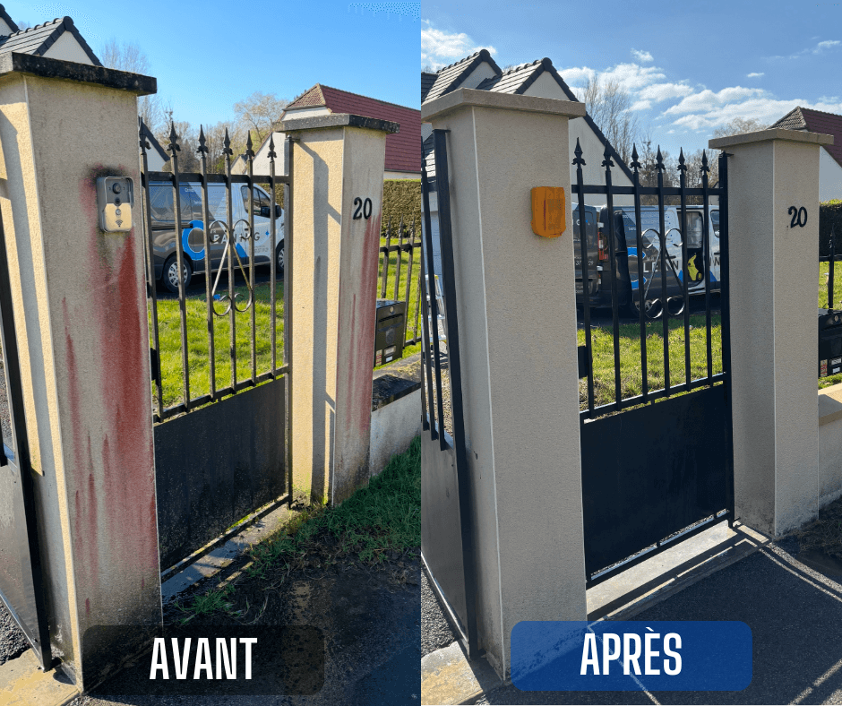 Nettoyage vitre à trois carreaux
