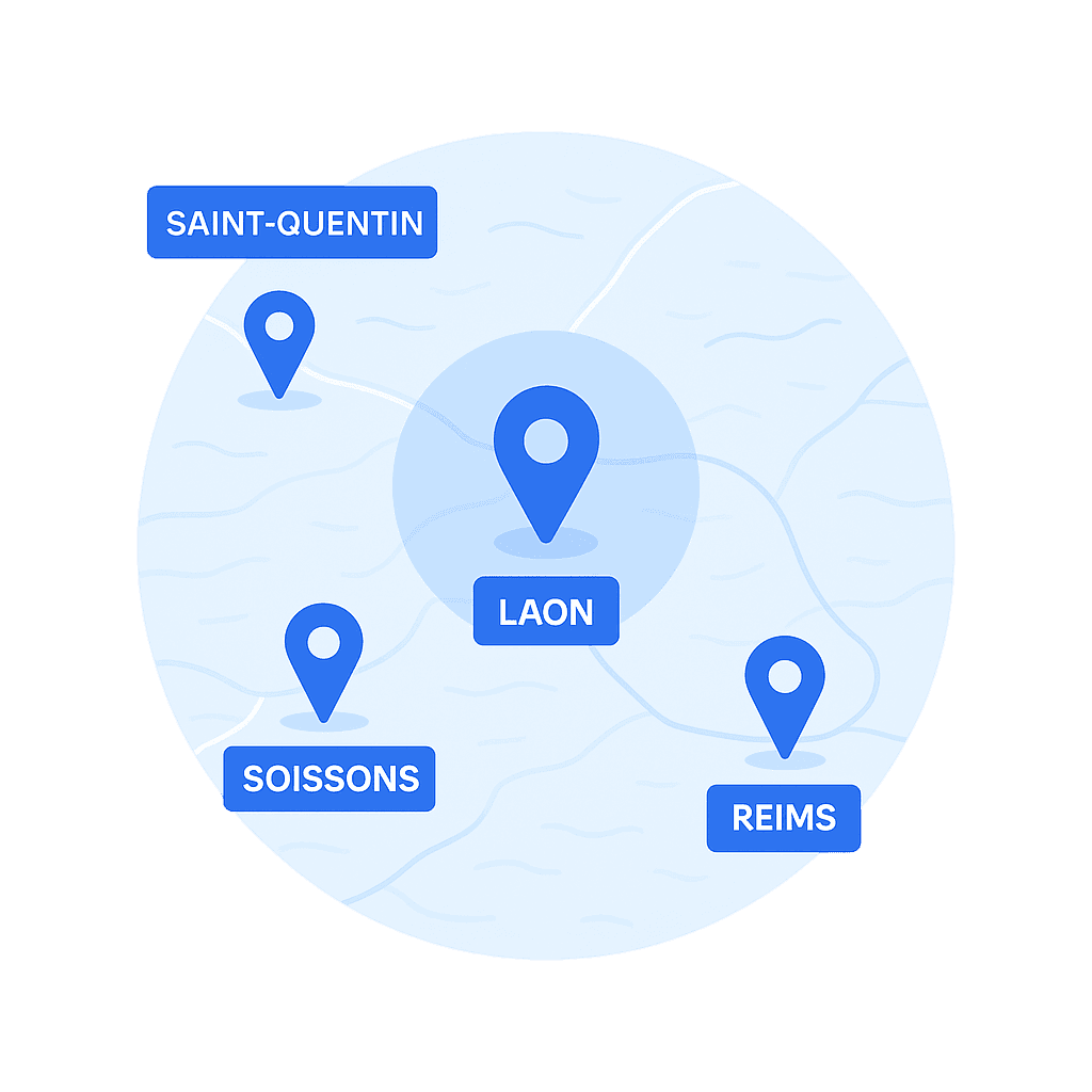 Zone d'intervention - Laon et 45km alentours dans l'Aisne